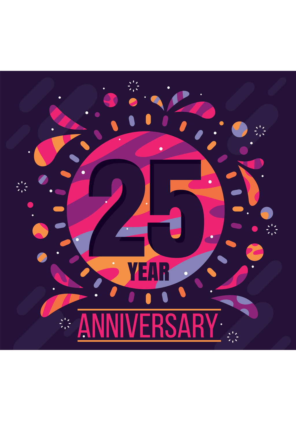 彩色二十五周年纪念日艺术字矢量图素材