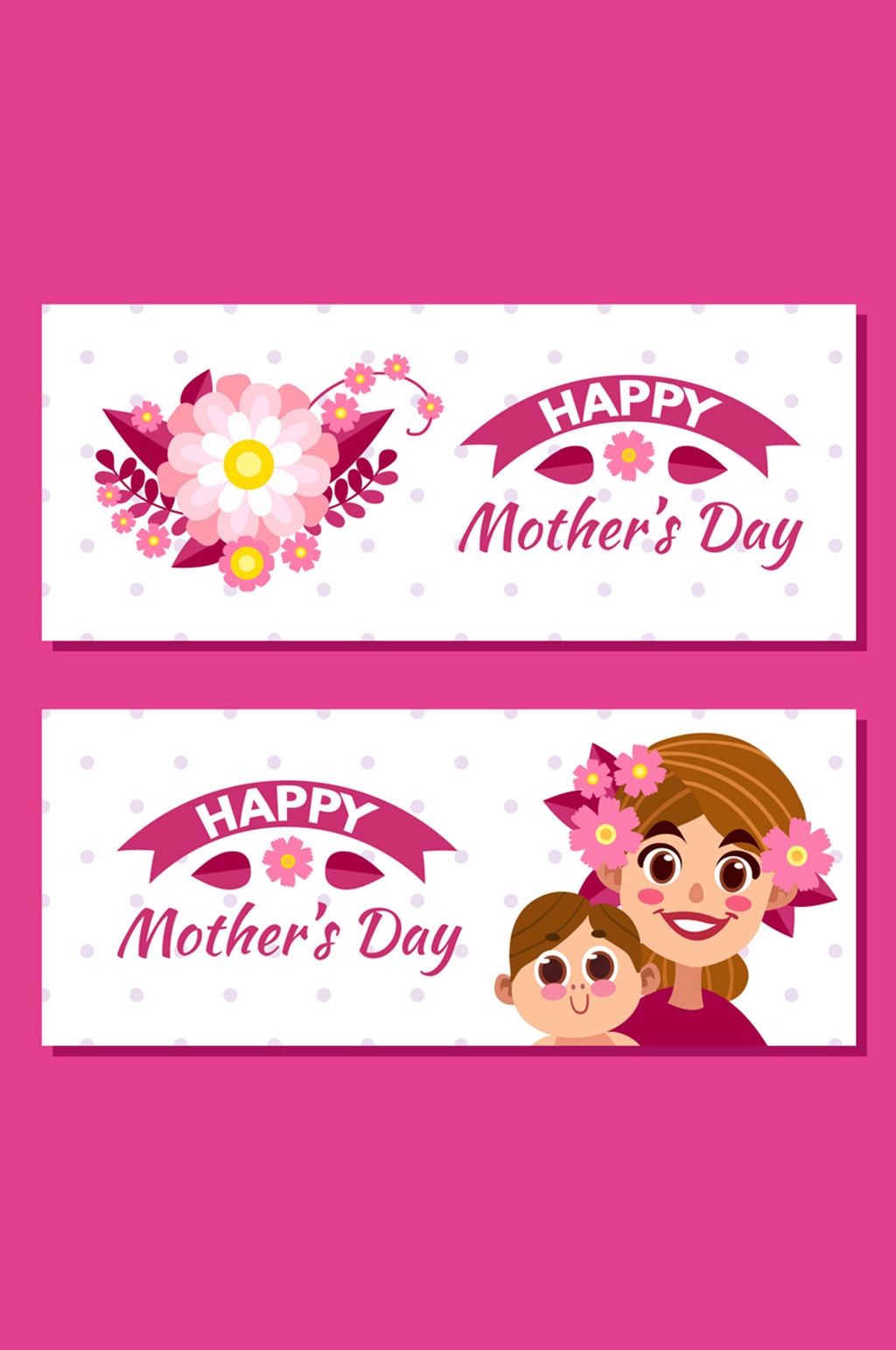 2款扁平化母亲节母子banner矢量素材素材
