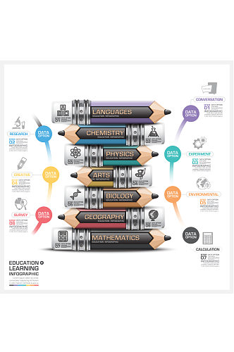 精美铅笔教育信息图矢量素材