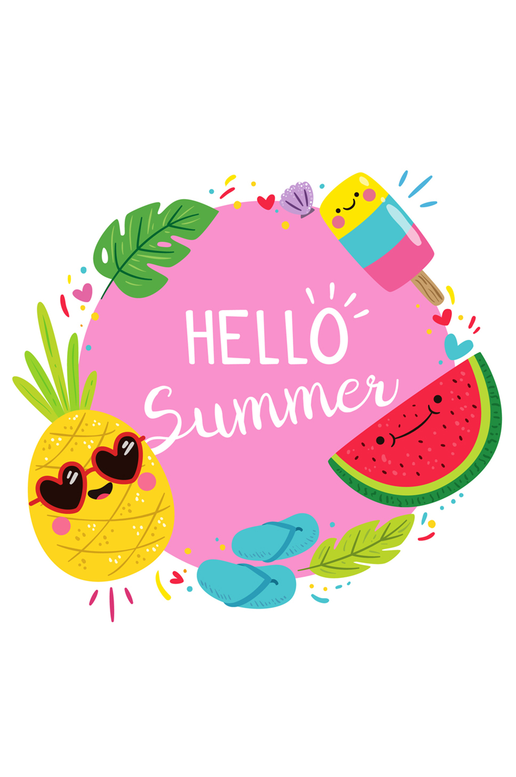 可爱夏季食物框架矢量素材素材