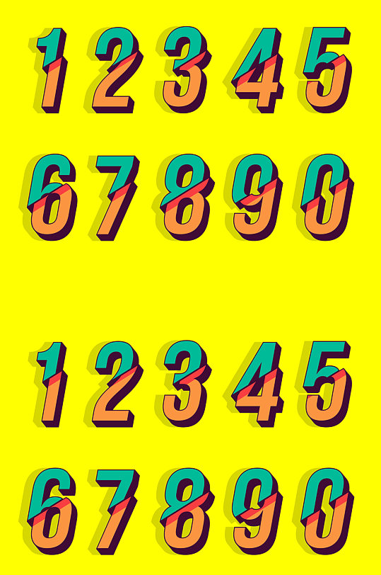 10款彩色切断的数字设计矢量图