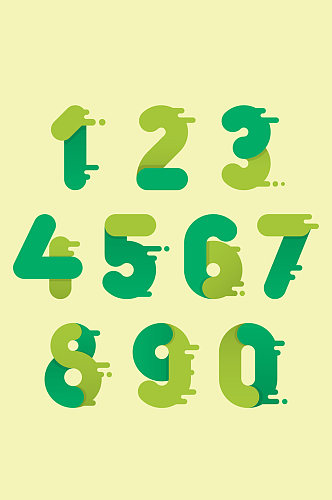 10款绿色双拼色数字设计矢量图