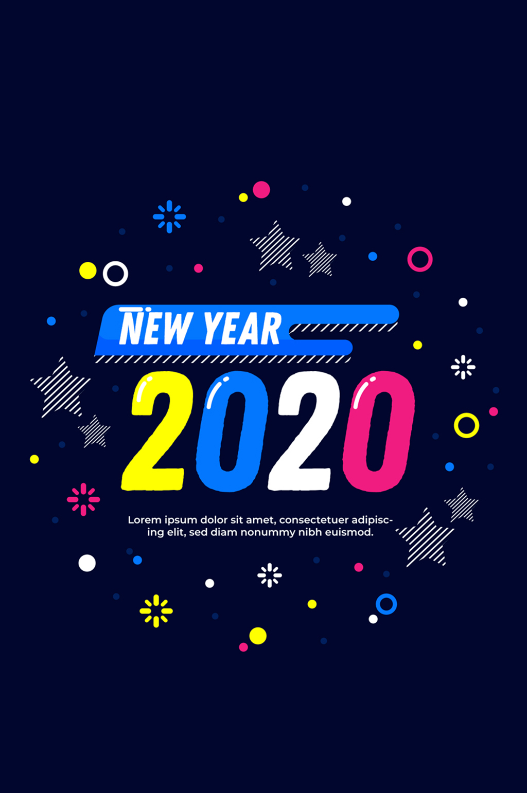 彩色2020新年艺术字矢量素材素材