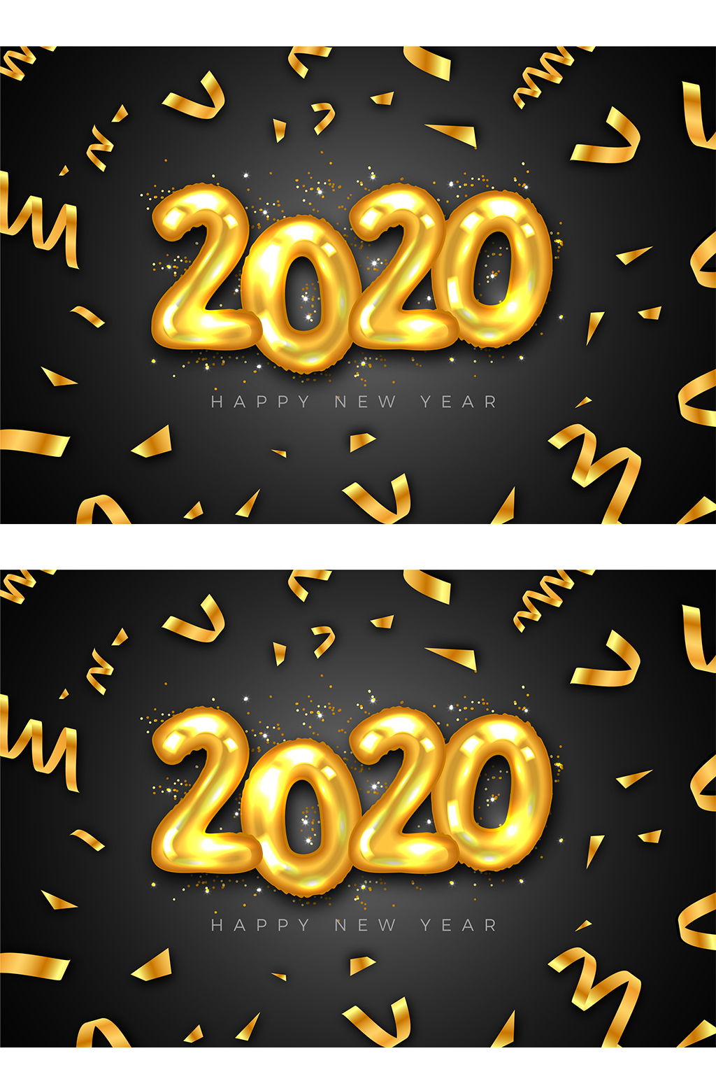 金色2020年气球艺术字矢量素材素材