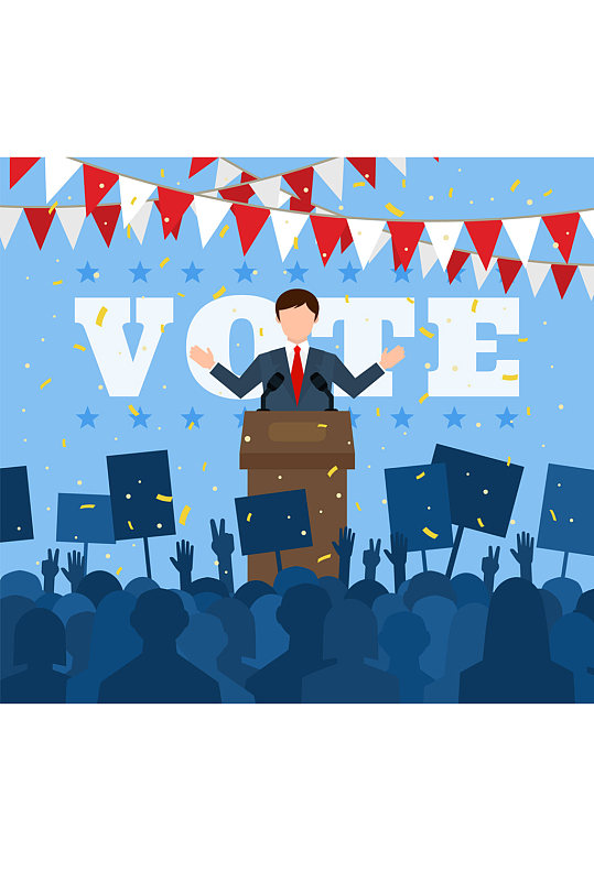 创意竞选演讲的男子矢量素材