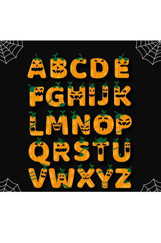 26款创意万圣南瓜头字母矢量图