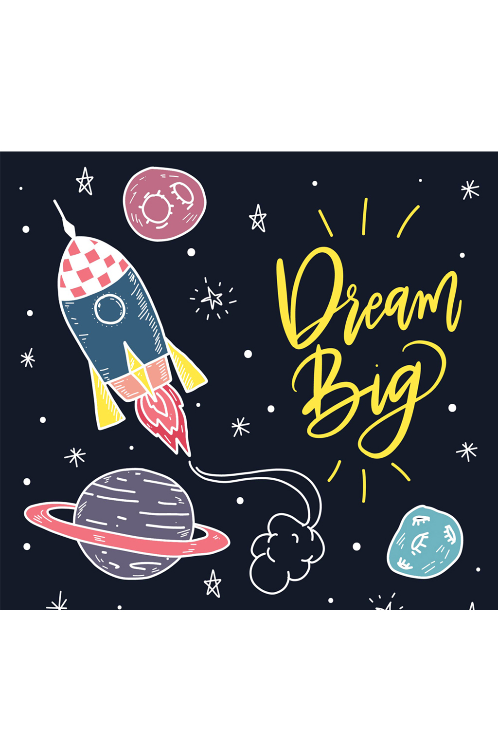 彩绘太空火箭和行星矢量素材素材