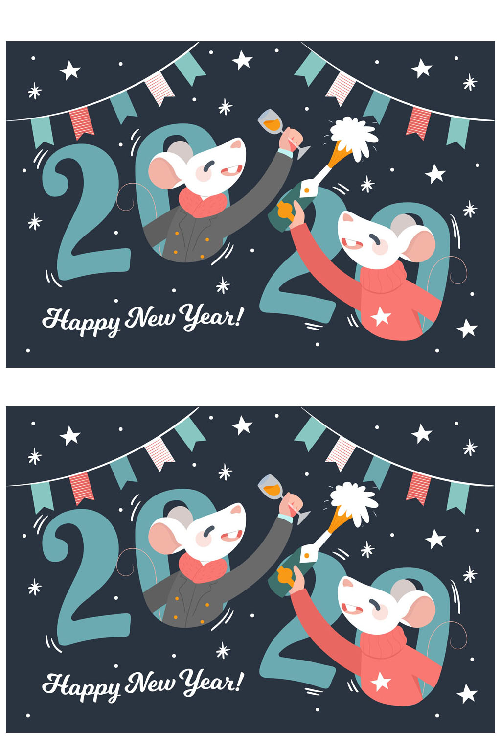 2020年新年举杯老鼠矢量素材素材