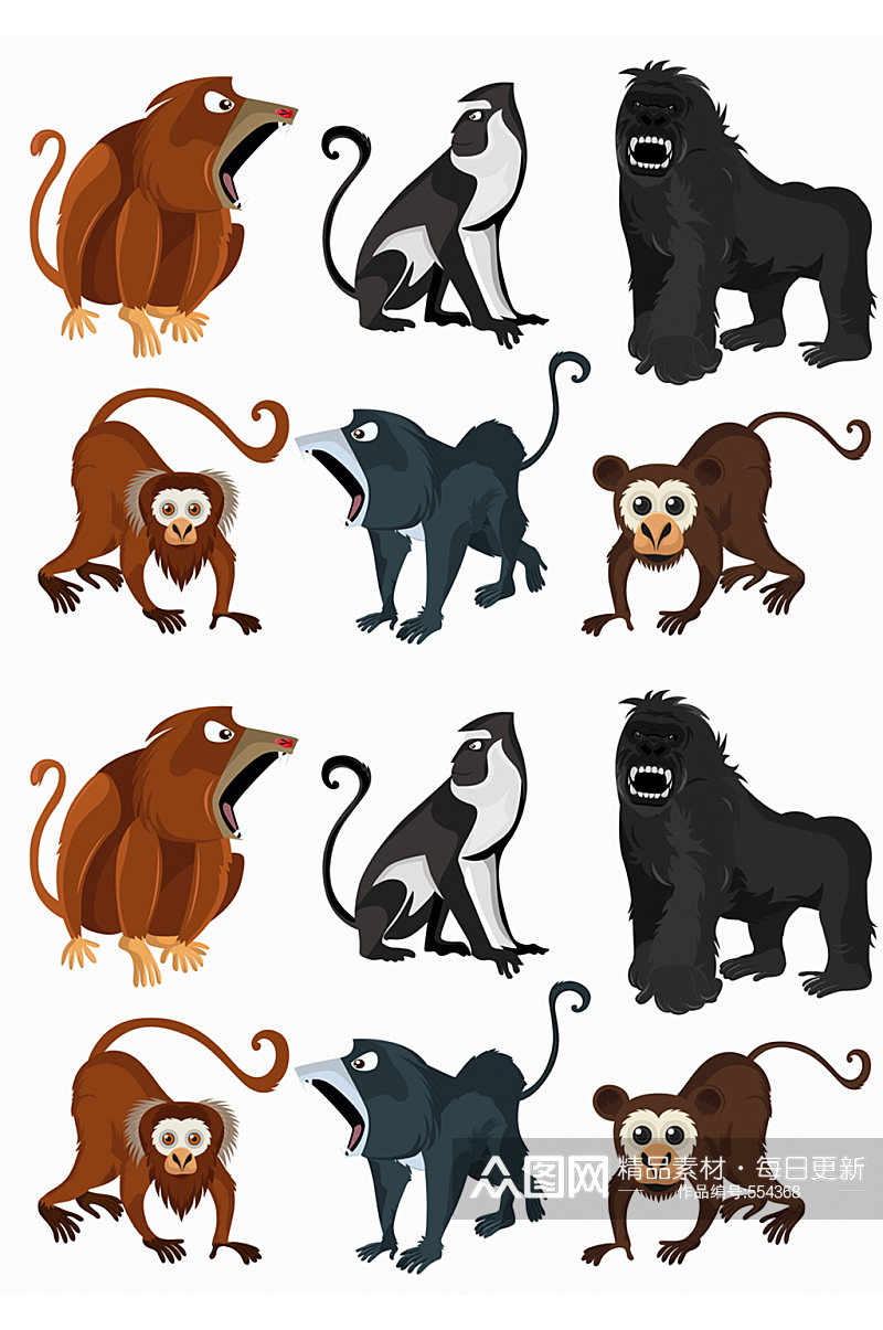 6款创意猴子设计矢量图素材