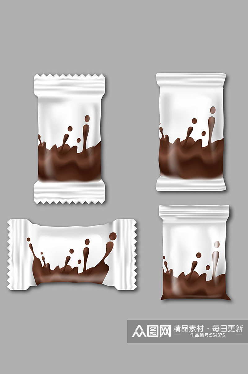 4款创意巧克力包装设计矢量图素材