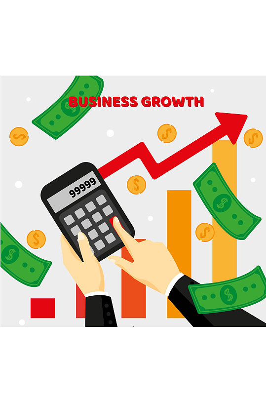 创意业绩增长插画矢量素材