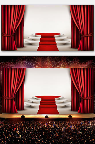 红色精品舞台背景设计