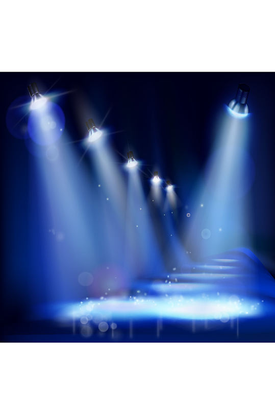 精品蓝色科技光束舞台元素设计