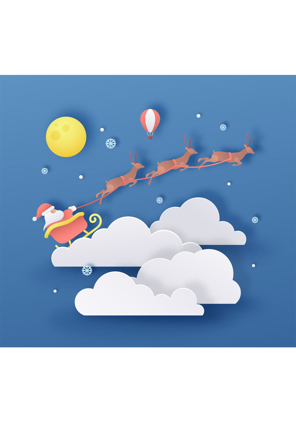 创意云上的圣诞雪橇剪贴画矢量图素材