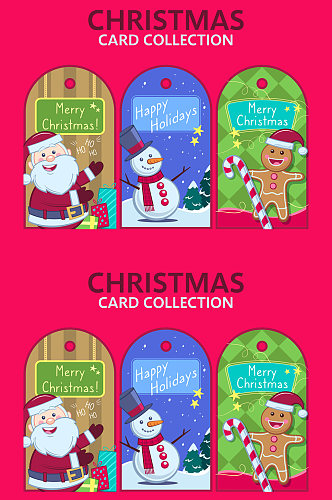 3款创意圣诞节吊牌卡片矢量素材