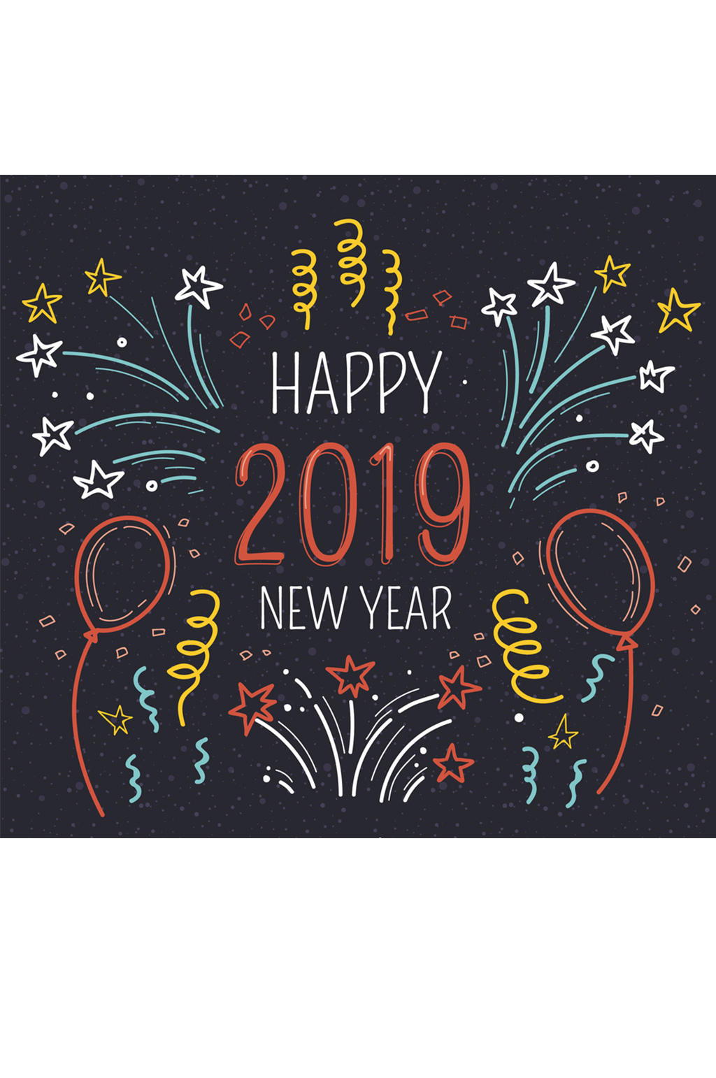 手绘2019年新年贺卡矢量图素材