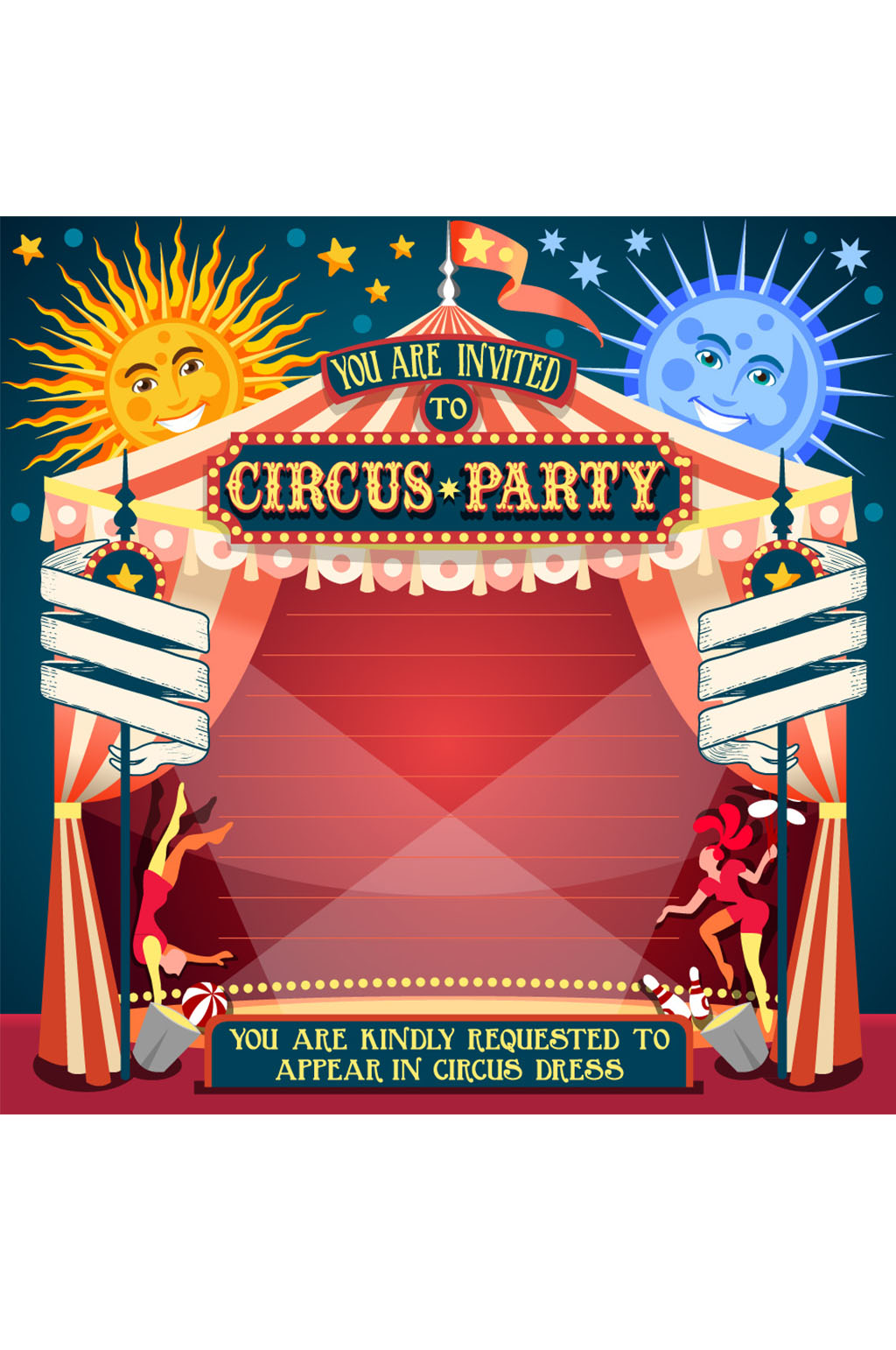 创意马戏团派对帐篷设计矢量素材