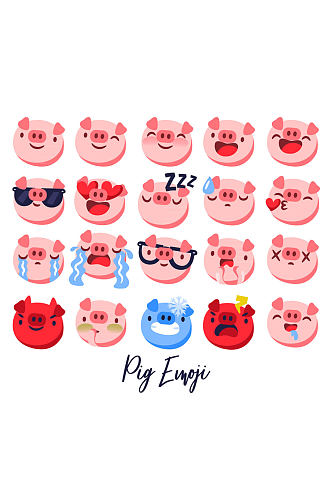 20款卡通猪表情头像图标矢量素材