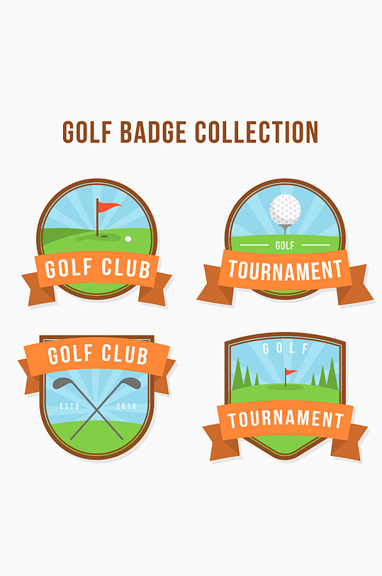4款创意高尔夫俱乐部徽章矢量图