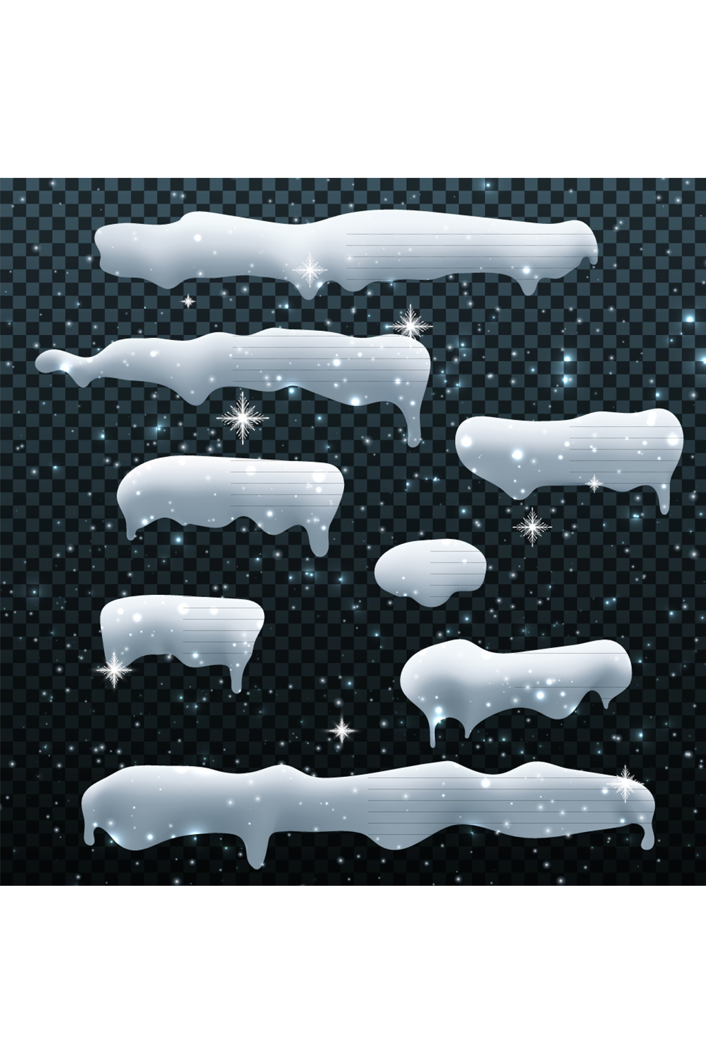 8款白色冬季积雪设计矢量素材素材