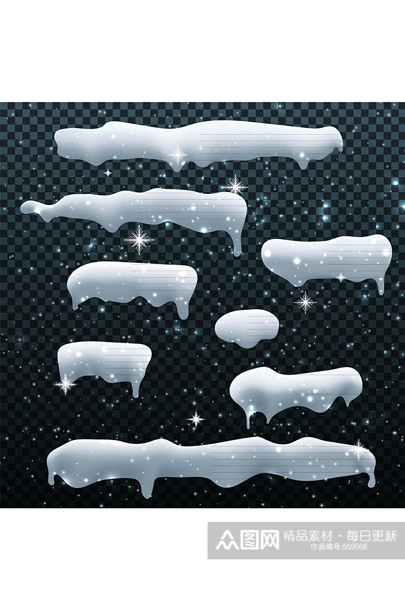 8款白色冬季积雪设计矢量素材素材