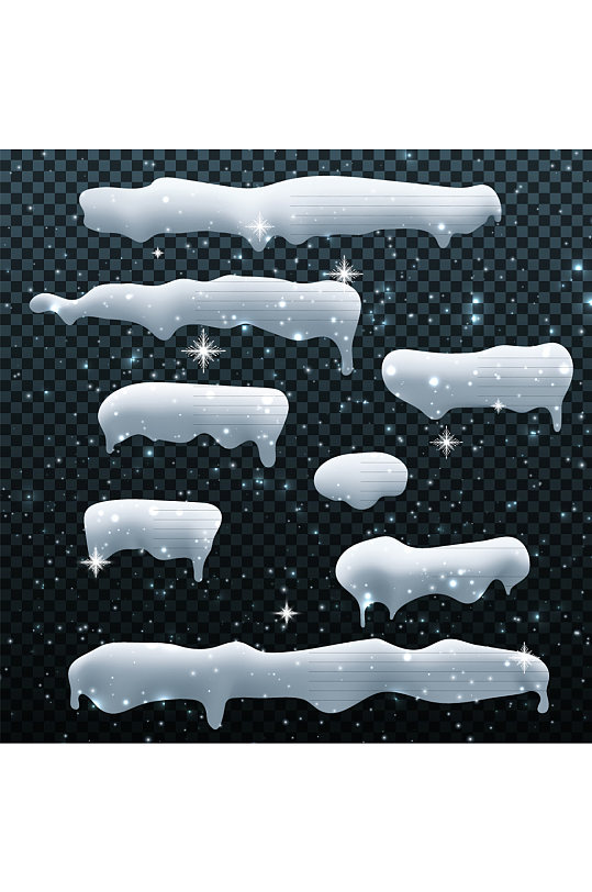 8款白色冬季积雪设计矢量素材