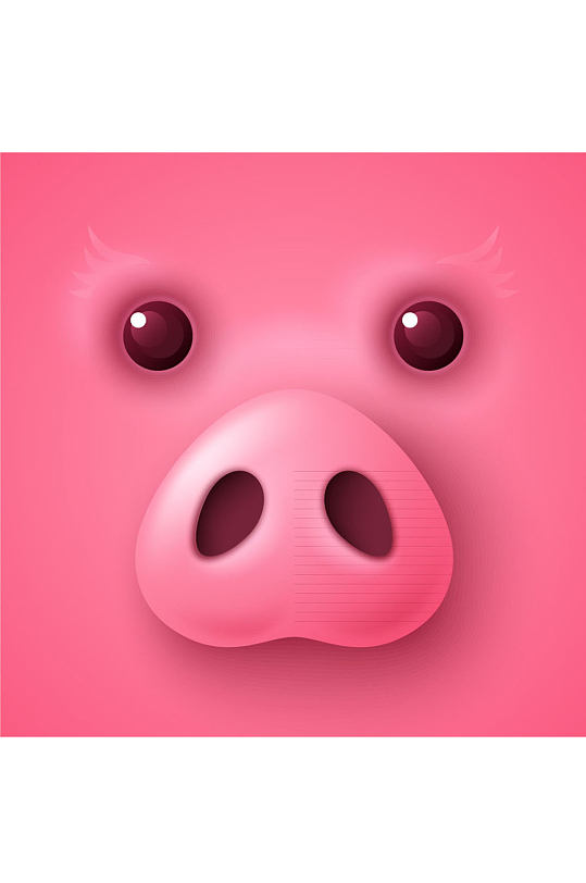 卡通粉色猪脸设计矢量素材