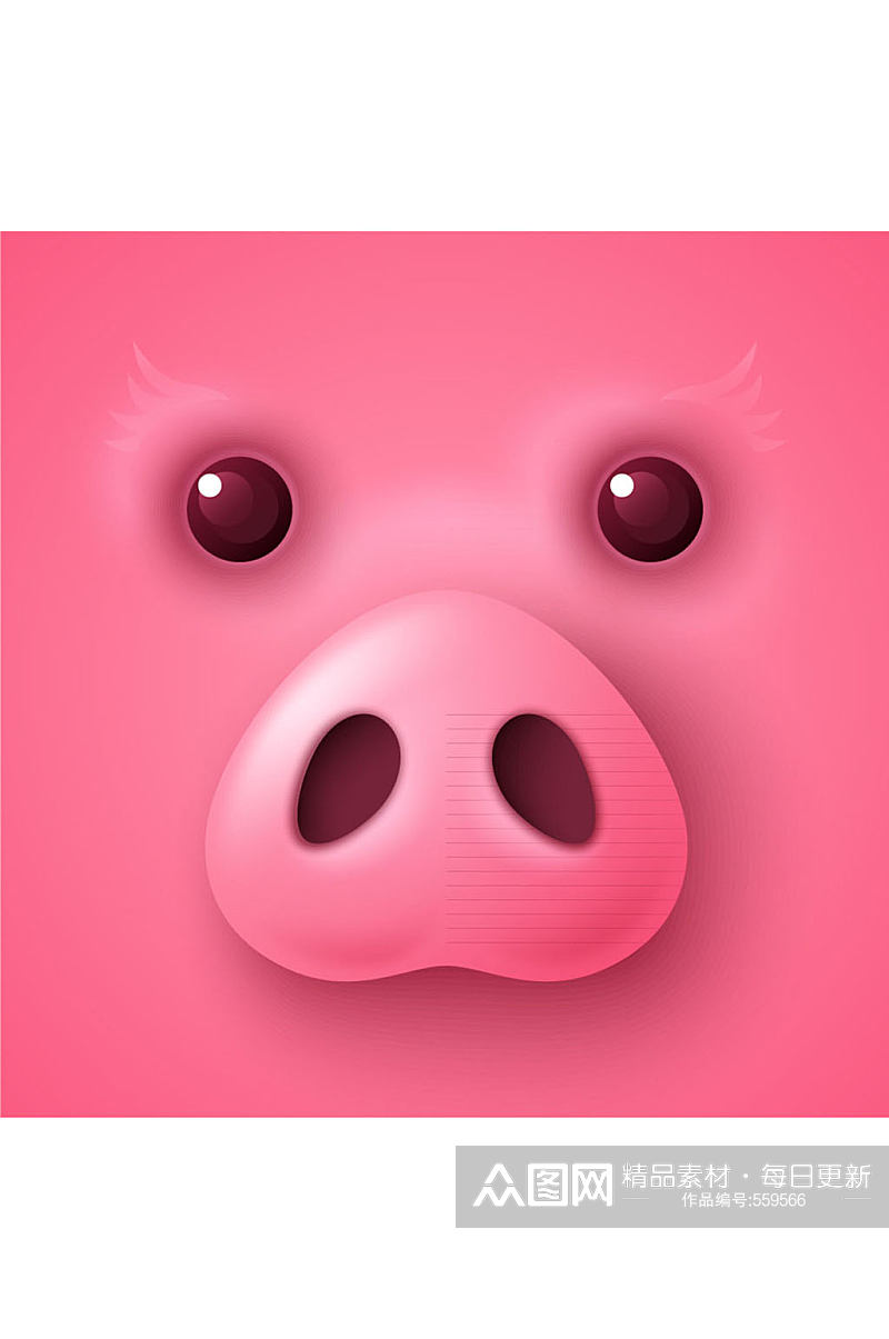 卡通粉色猪脸设计矢量素材素材