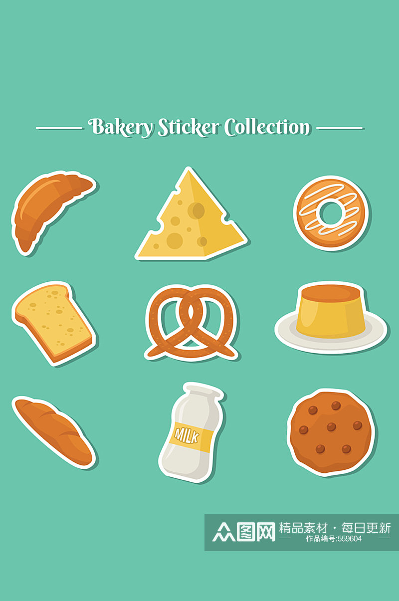 9款创意面包店食物标签矢量图素材