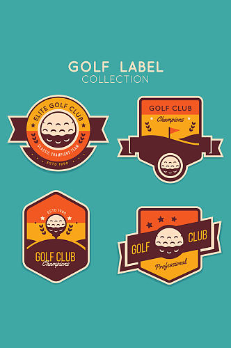 4款精致高尔夫标签矢量素材