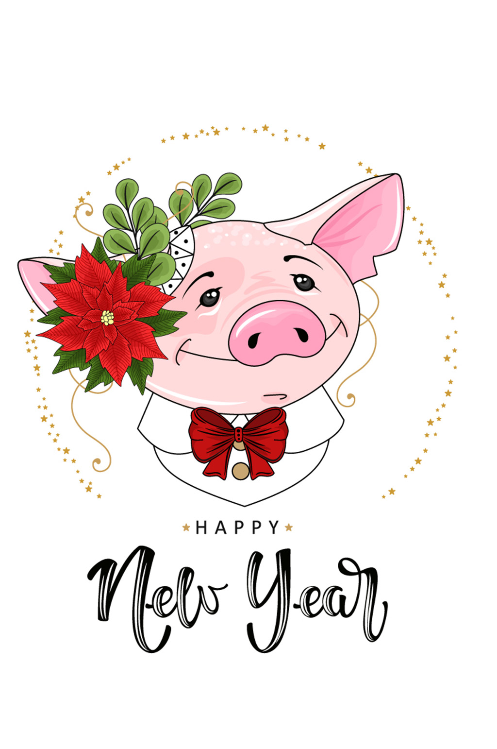 可爱猪新年贺卡矢量素材素材