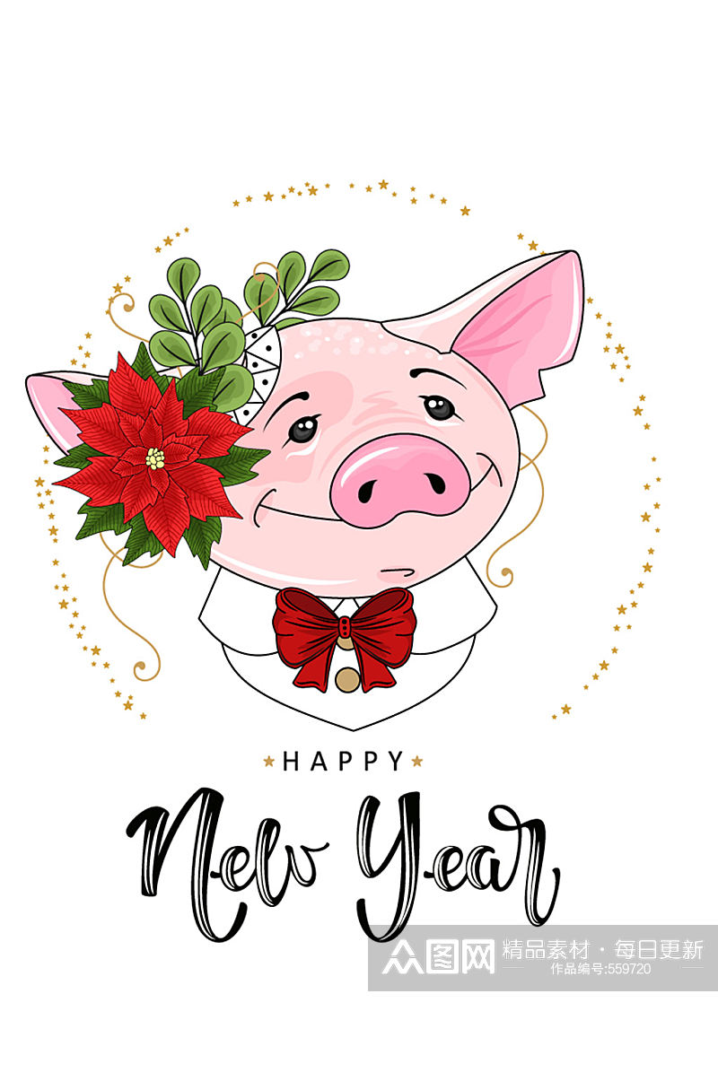 可爱猪新年贺卡矢量素材素材