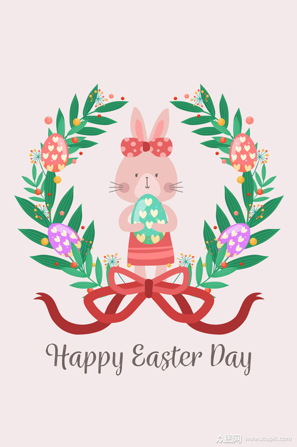 可爱复活节兔子和花卉矢量素材