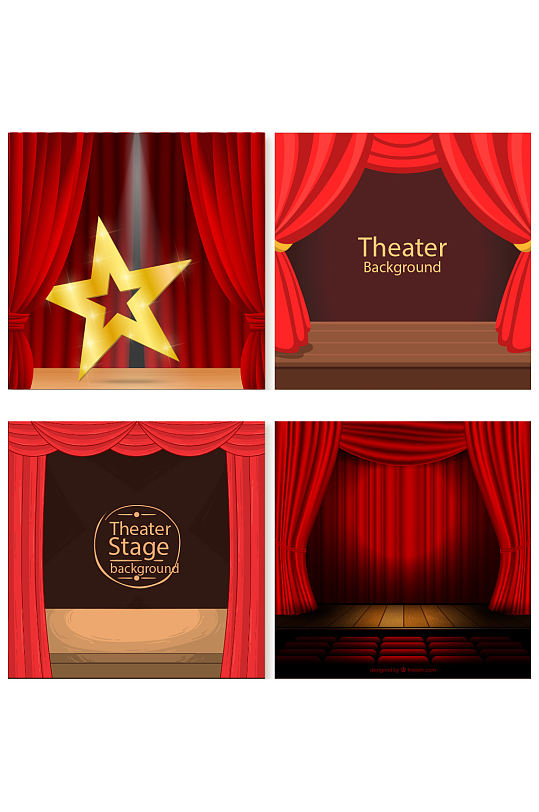 精品红色幕布舞台背景元素设计