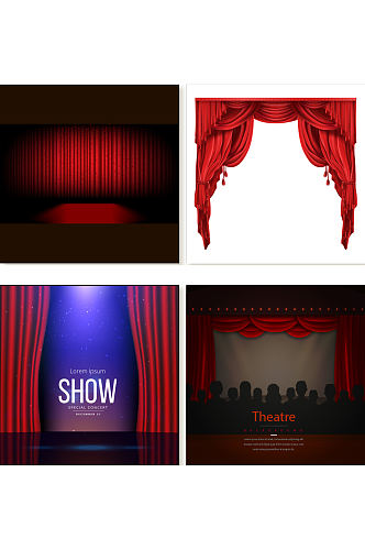 红色矢量舞台背景元素设计