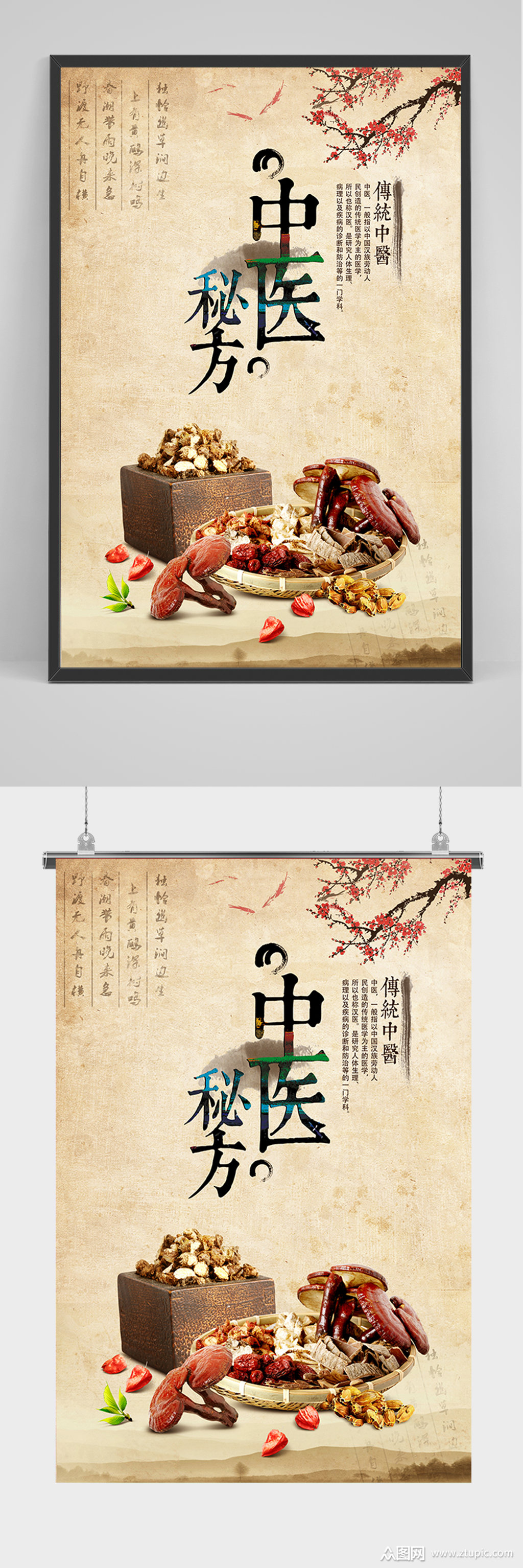 中国风中医秘方海报