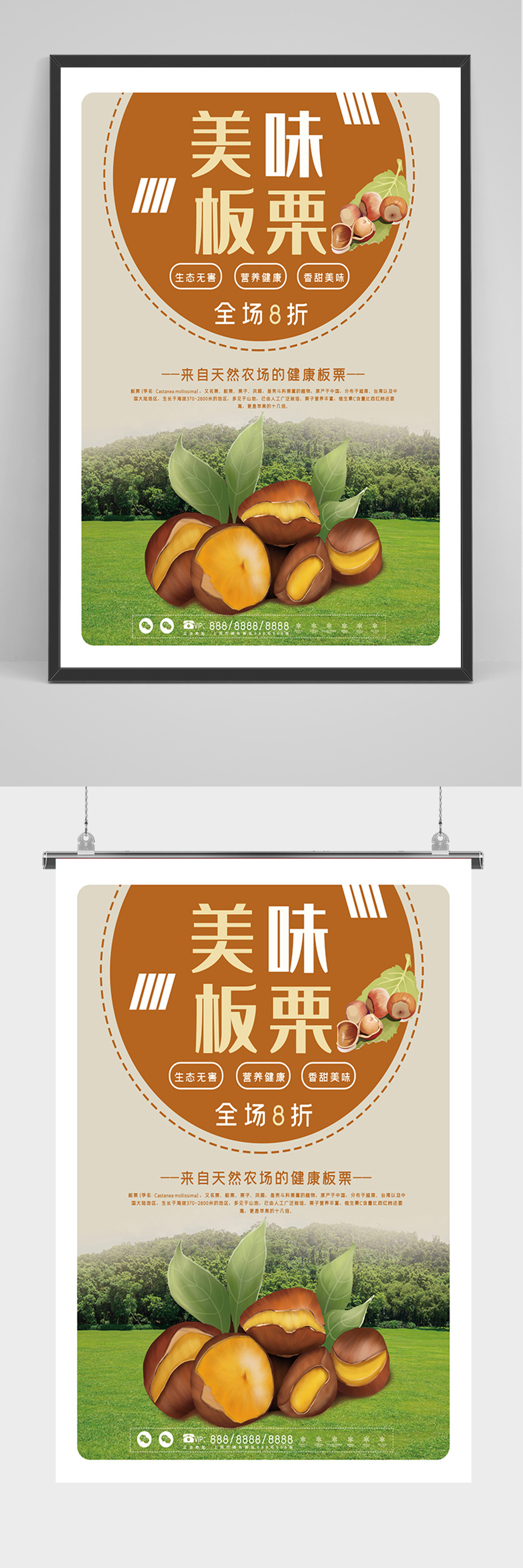 大气美味板栗海报素材