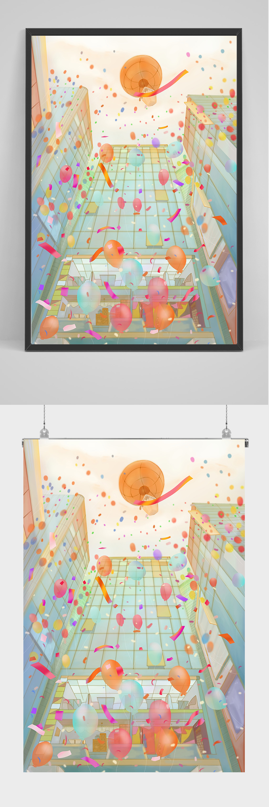 唯美气球手绘插画设计素材