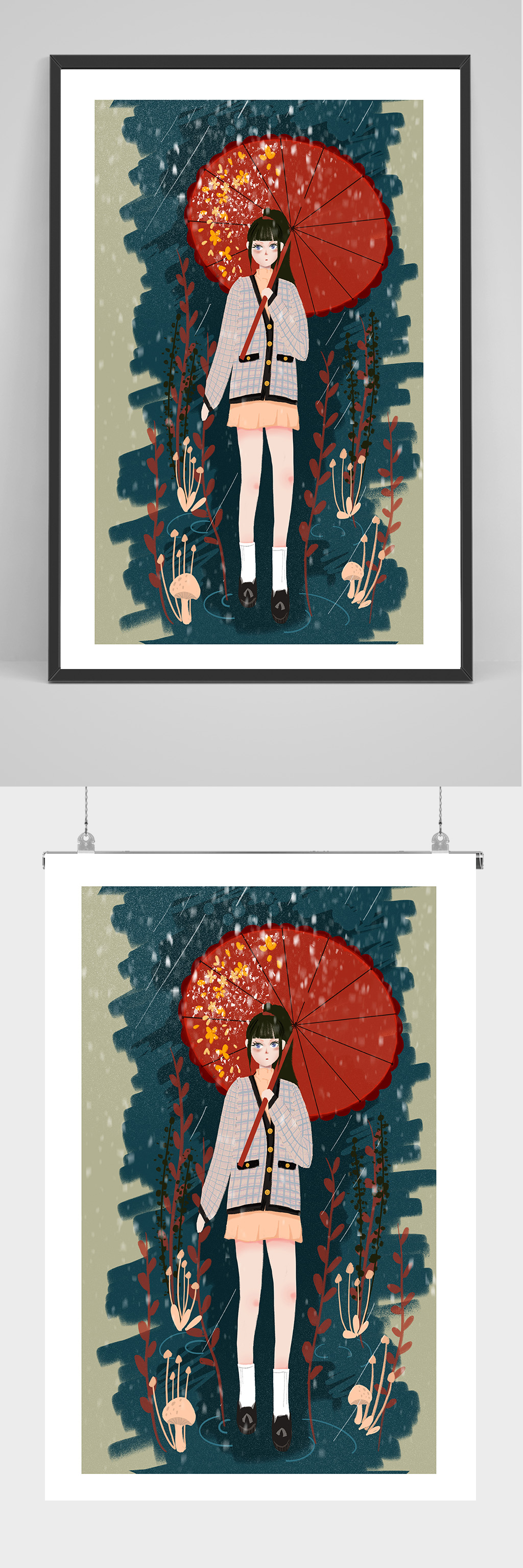 国潮美女手绘插画设计素材