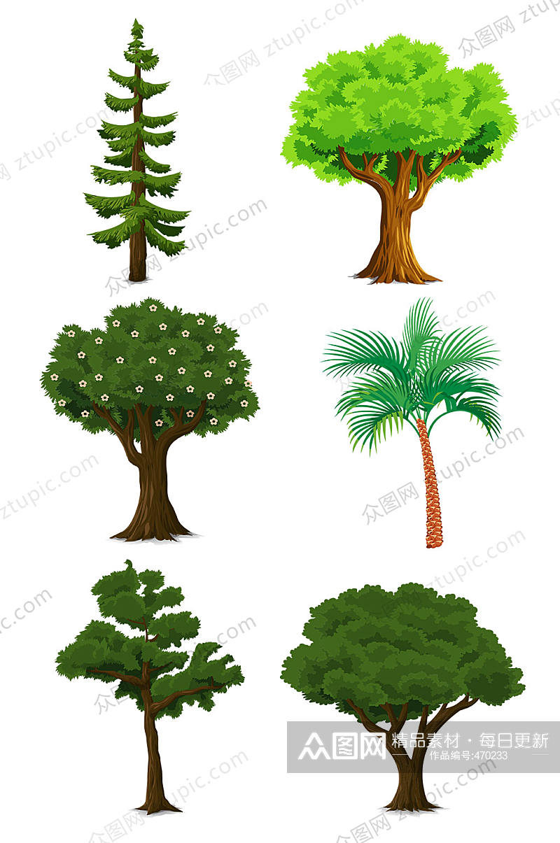 卡通大树植物棕榈树素材