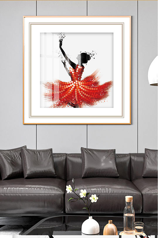 北欧抽象舞蹈美女装饰画