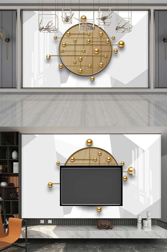 新中式电视背景墙设计-众图网