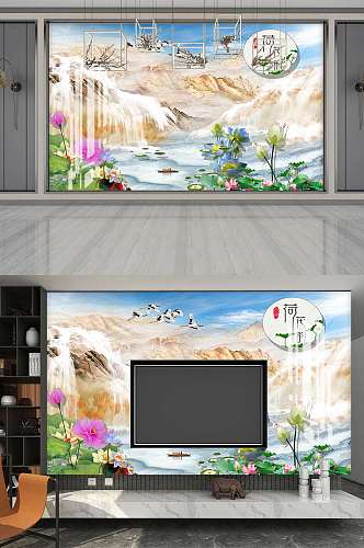 新中式大理石电视背景墙设计