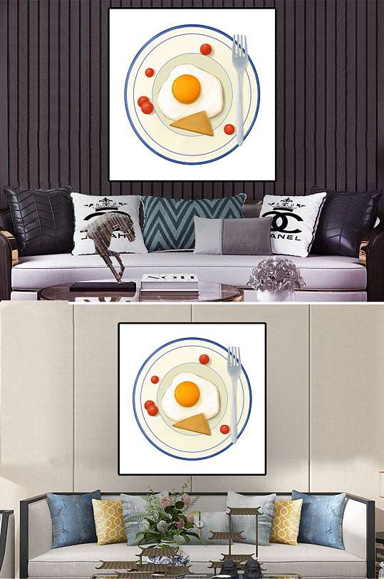 手绘早餐餐厅装饰画