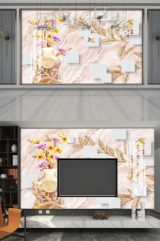 3D立体电视背景墙-众图网