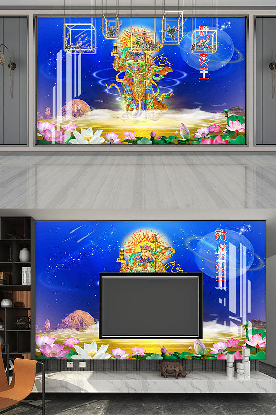 托塔天王李靖电视背景墙-众图网