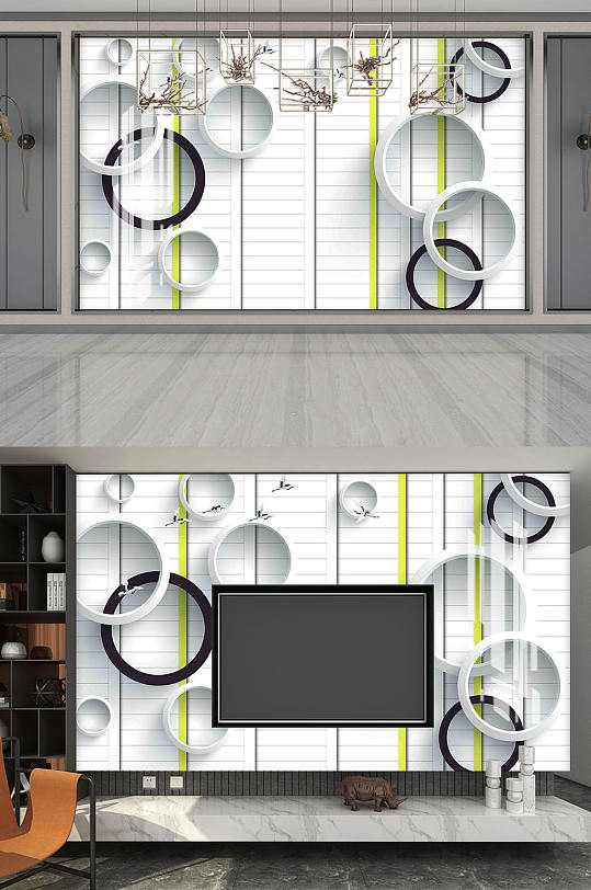 现代简约电视背景墙-众图网