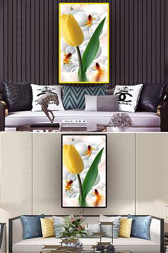 百合鱼中式装饰画