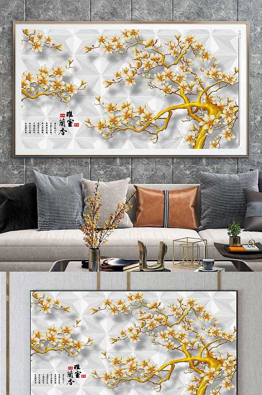 花鸟大理石3D立体装饰画-众图网