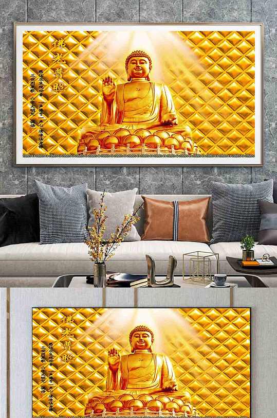 金色软包佛祖3D立体装饰画